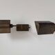 Pair of vintage adjustable wall lights, patinated brass, France 1970.