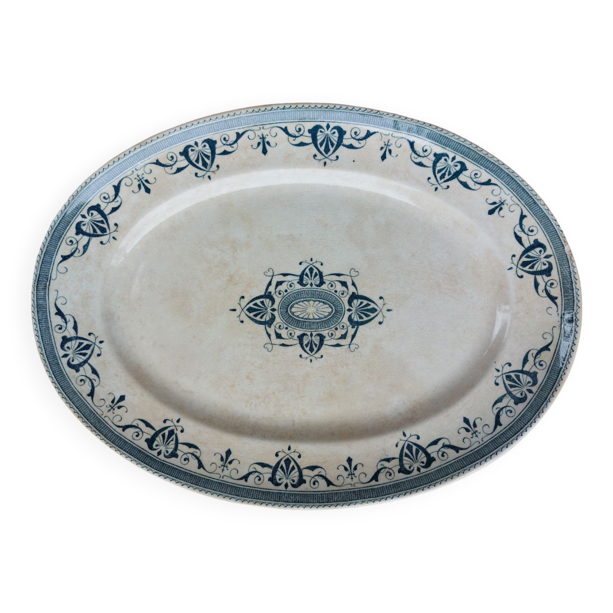 Large serving dish Terre de fer Creil Montereau