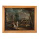 Peinture ancienne paysage avec figures, huile sur toile, XVIIIe siècle