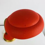 1950s desk lamp, red metal and brass
