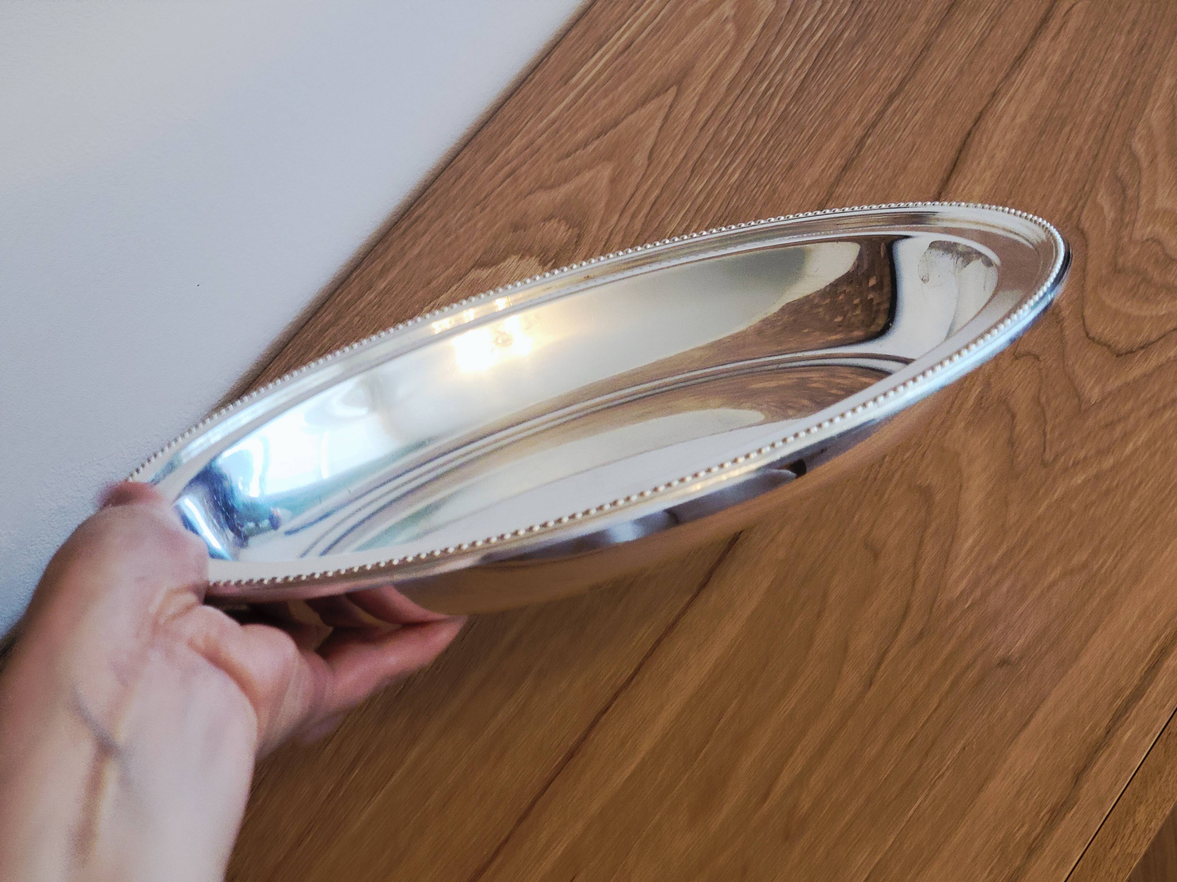 Oval Plateau Christofle Gallia In Silver-Plated Metal Beaded Frieze Basket Plaque