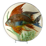 Ceramic dish, enameled terracotta, signed Puigdemont, 1960s, fish