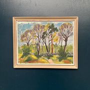 Original Swedish Oil on Panel - 'Forest Path'  – Unsigned Vintage & Framed
