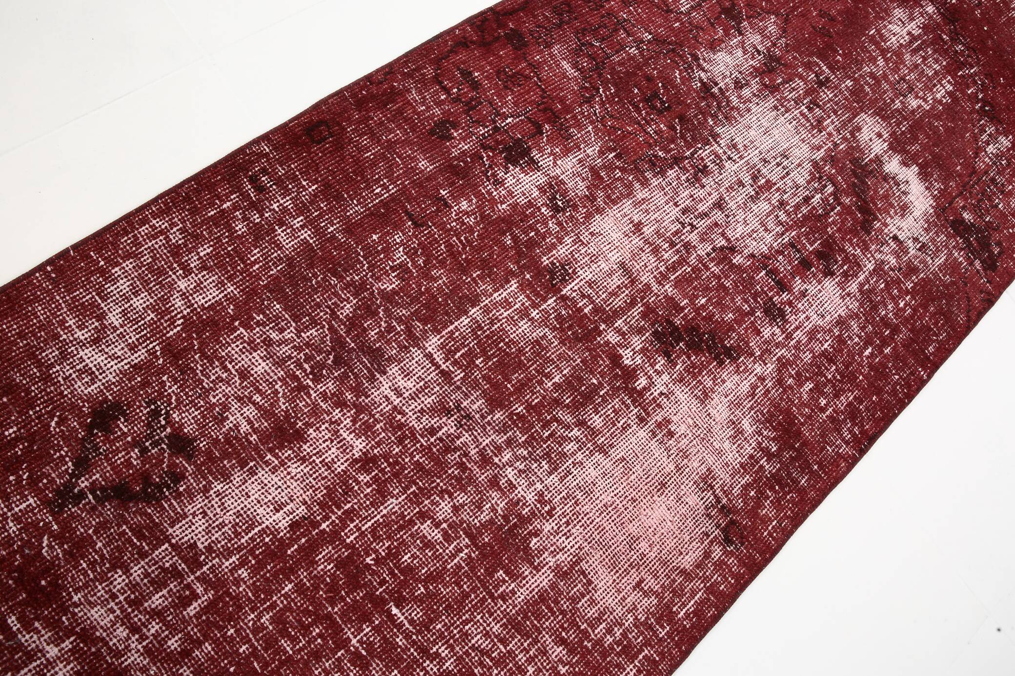 3x11 Shade Of Wine Red Handmade Turkish Vintage Runner Rug