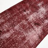 3x11 Shade Of Wine Red Handmade Turkish Vintage Runner Rug