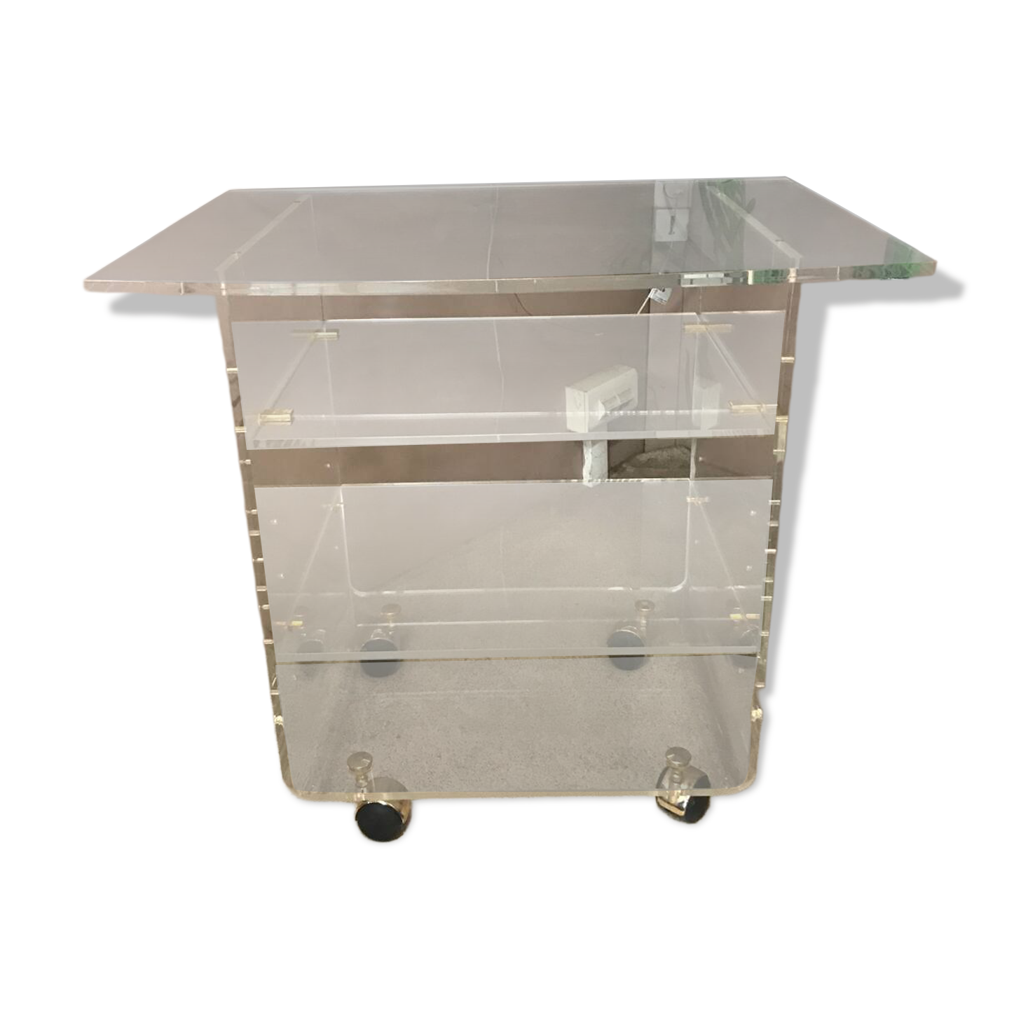 Vintage side table in plexiglass, design by David Lange.
