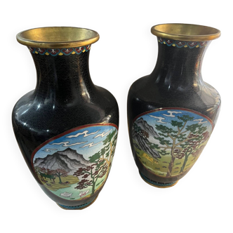 Vases en émaux cloisonnés