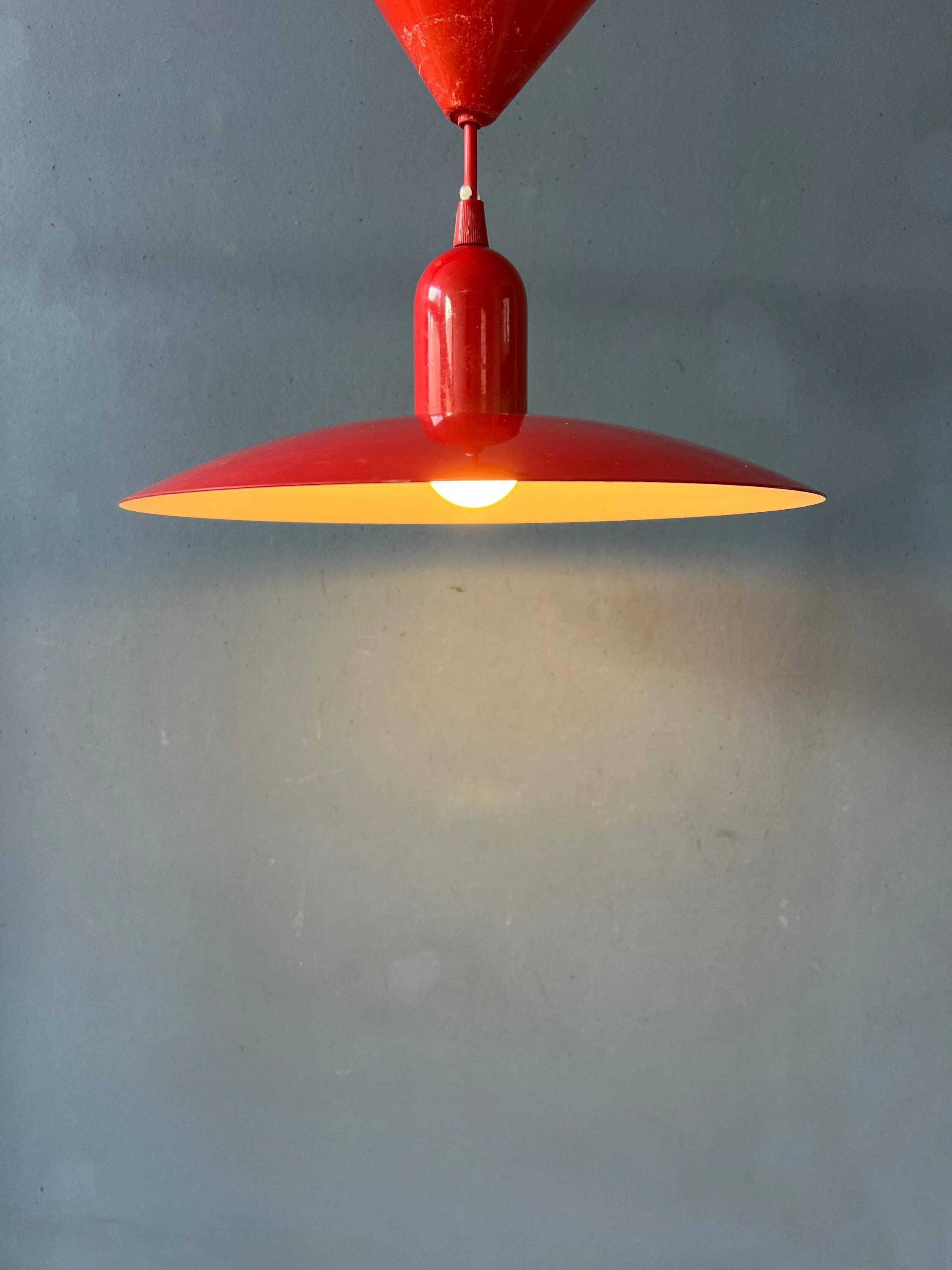 Small vintage Space Age suspension in red metal.