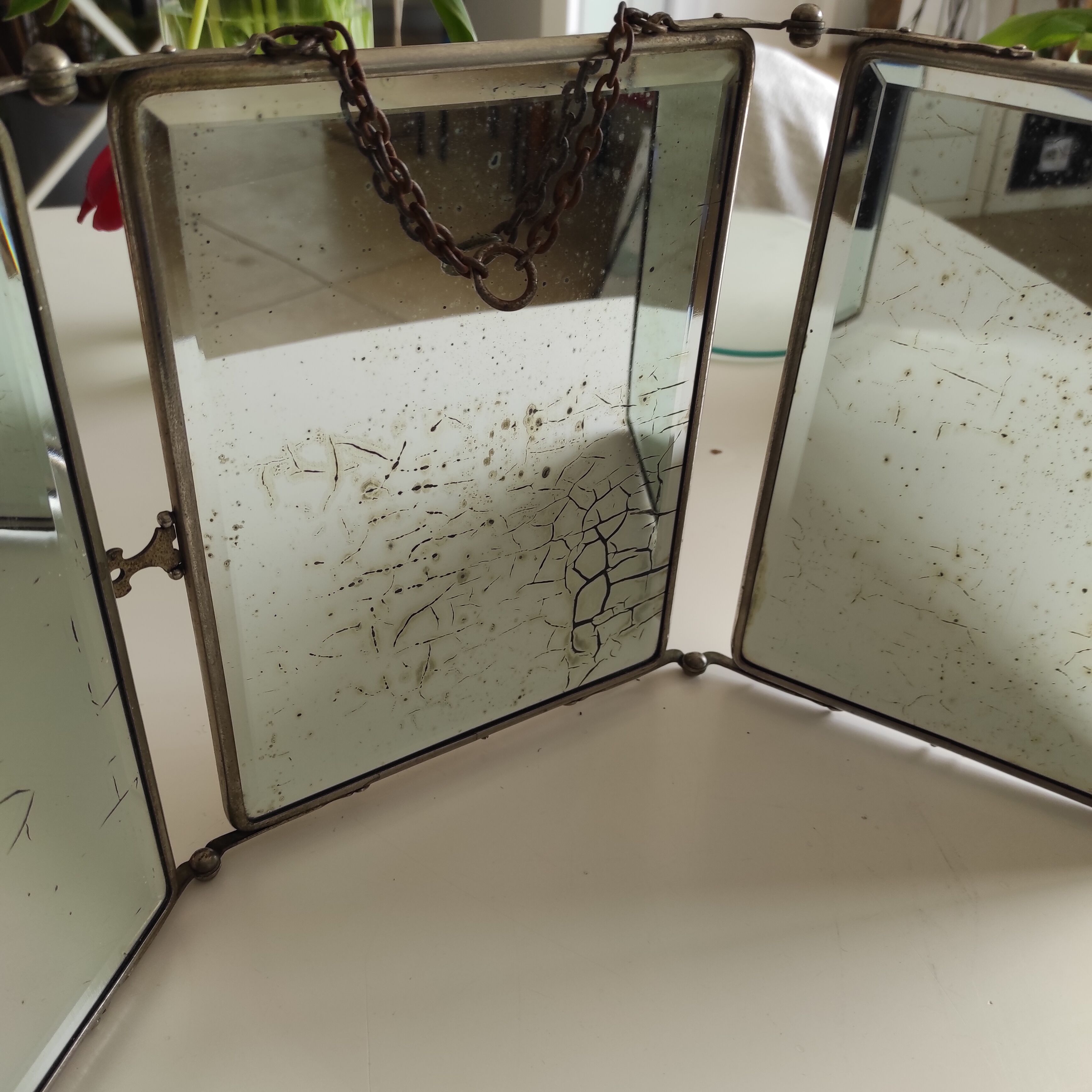 TRIPTYCH barber mirrors circa the 1930s