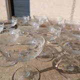 14 antique champagne glasses