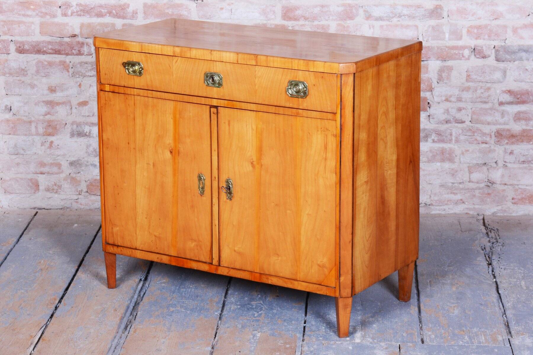 Biedermeier Cabinet in Cherry, Spruce & Ebony, Czech, 1820s
