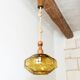 Vintage hanging in rope gilded glass and teak