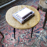 Wicker and metal coffee table