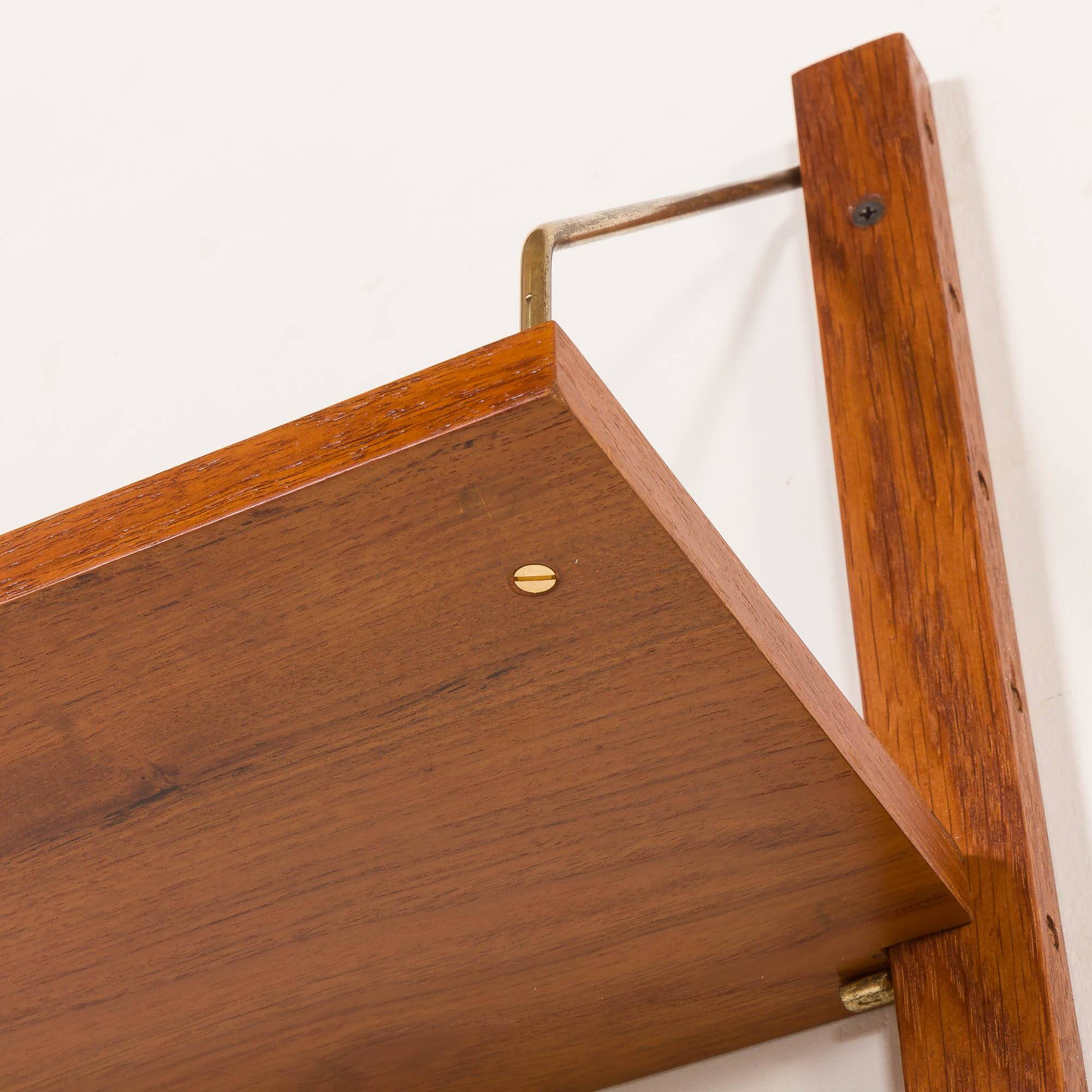Scandinavian mid century wall unit in teak, 1960s