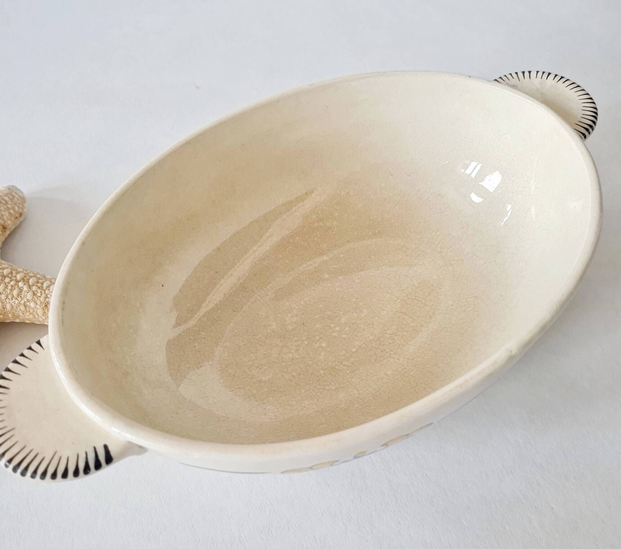 Old oval dish / vegetable dish in ironstone - "Renée" Art Deco model