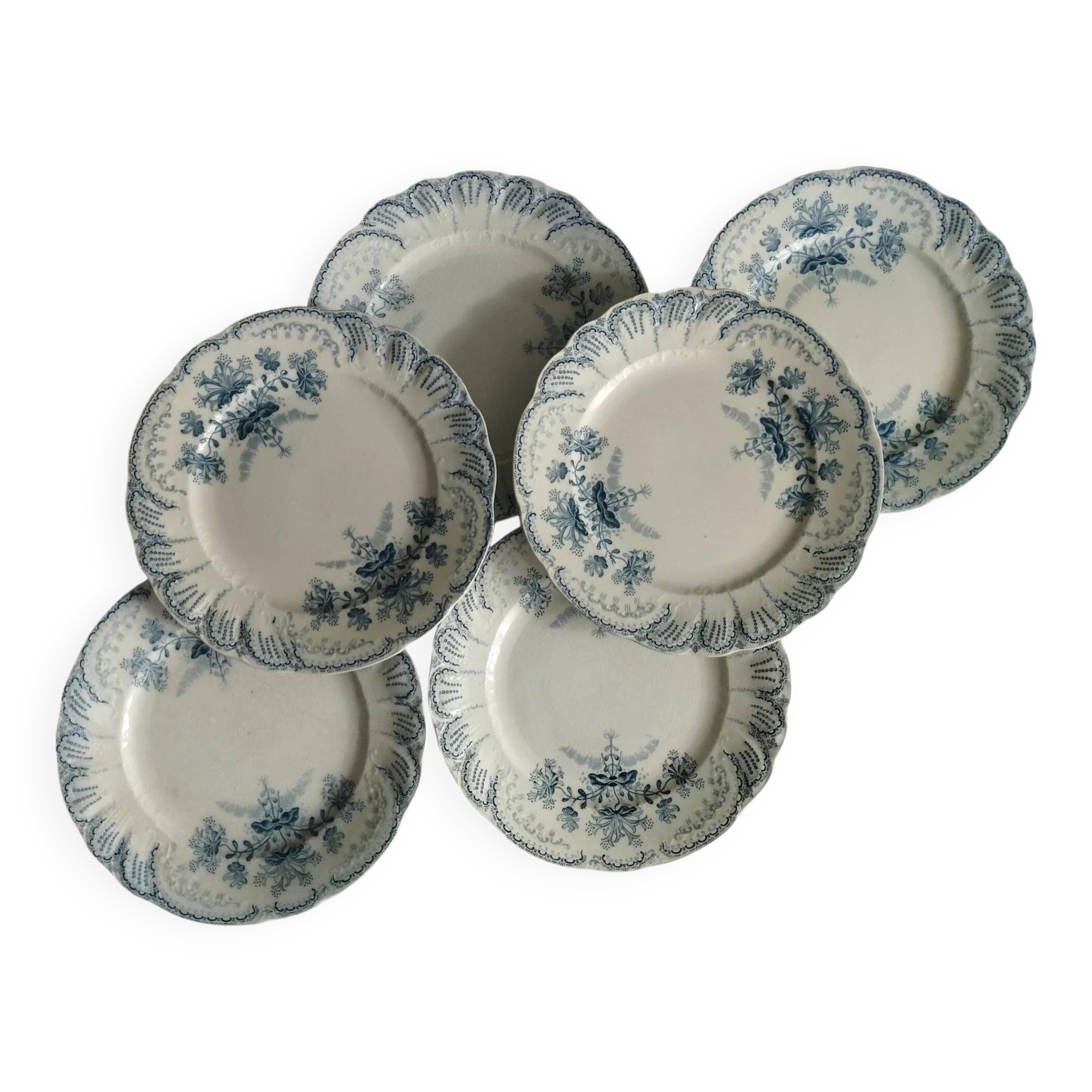 "Regency" - 6 dessert plates in ironstone St-Amand & Hamage