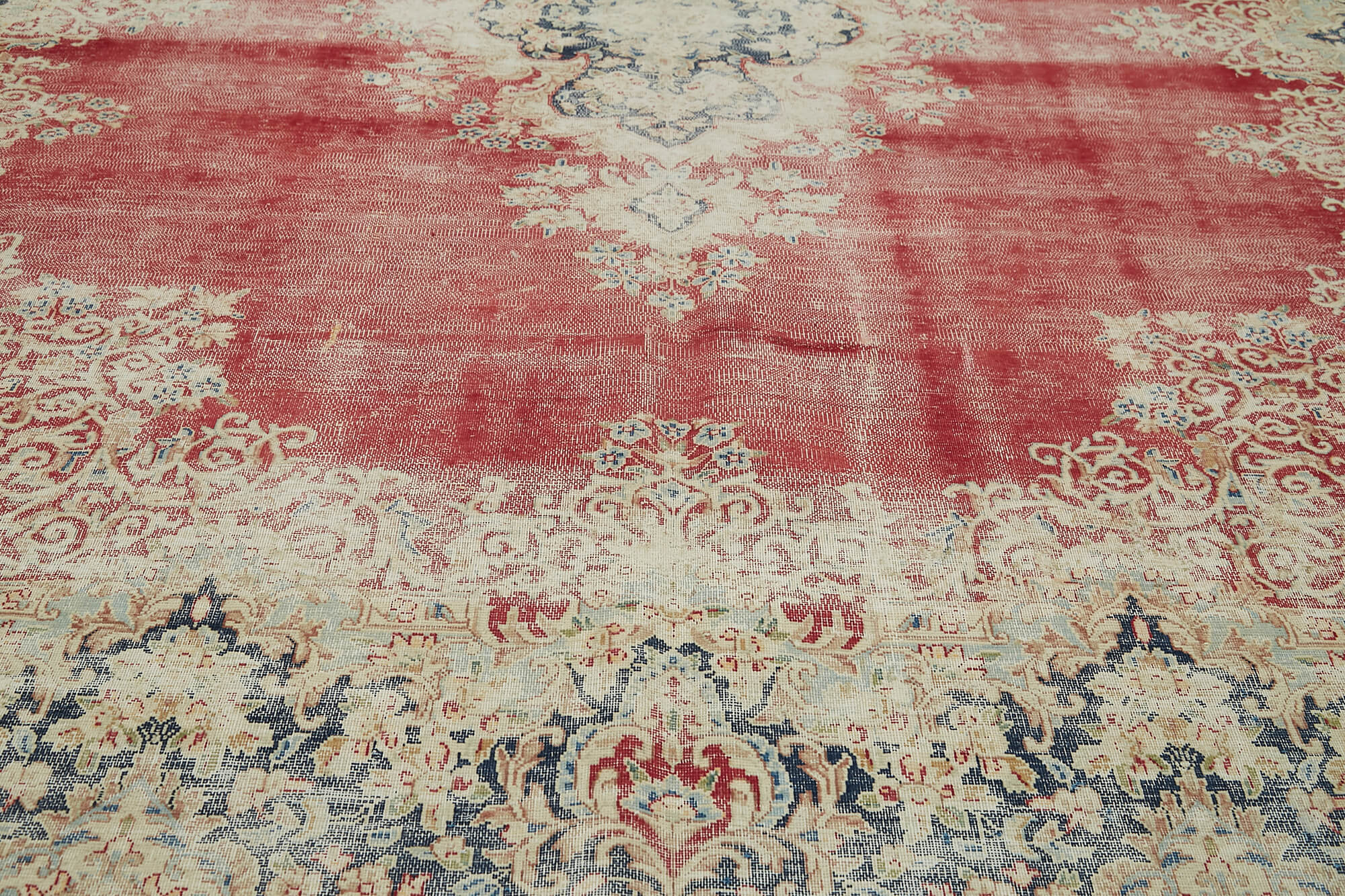 Hand-knotted persian antique 1970s 298 cm x 385 cm beige wool carpet