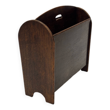Art Deco Oak Newspaper Rack Magazine Rack 1950s design