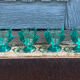 6 vintage turquoise chicken egg cups