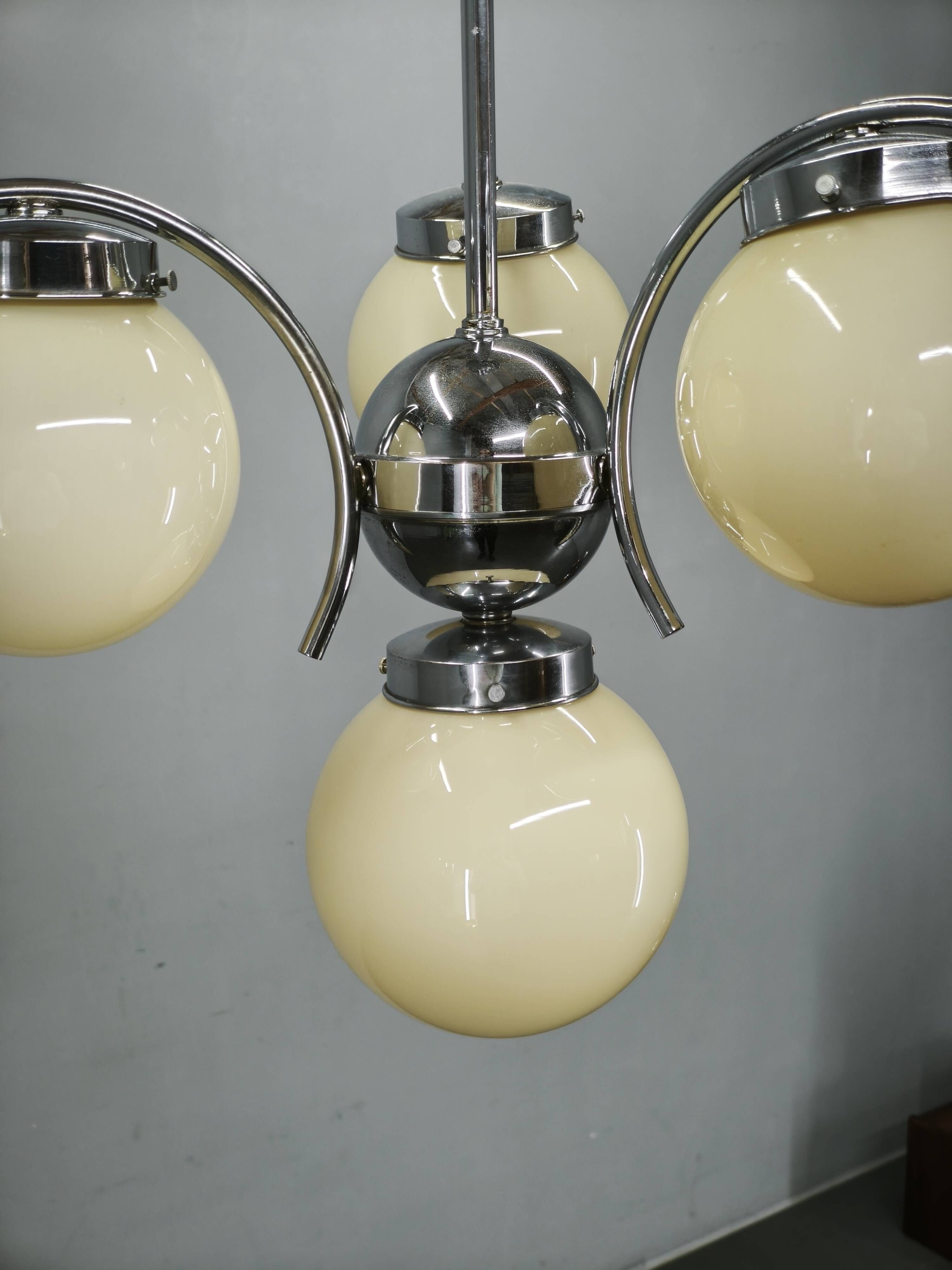 Art Deco Champagne Glass Chandelier, Czechoslovakia 1930s