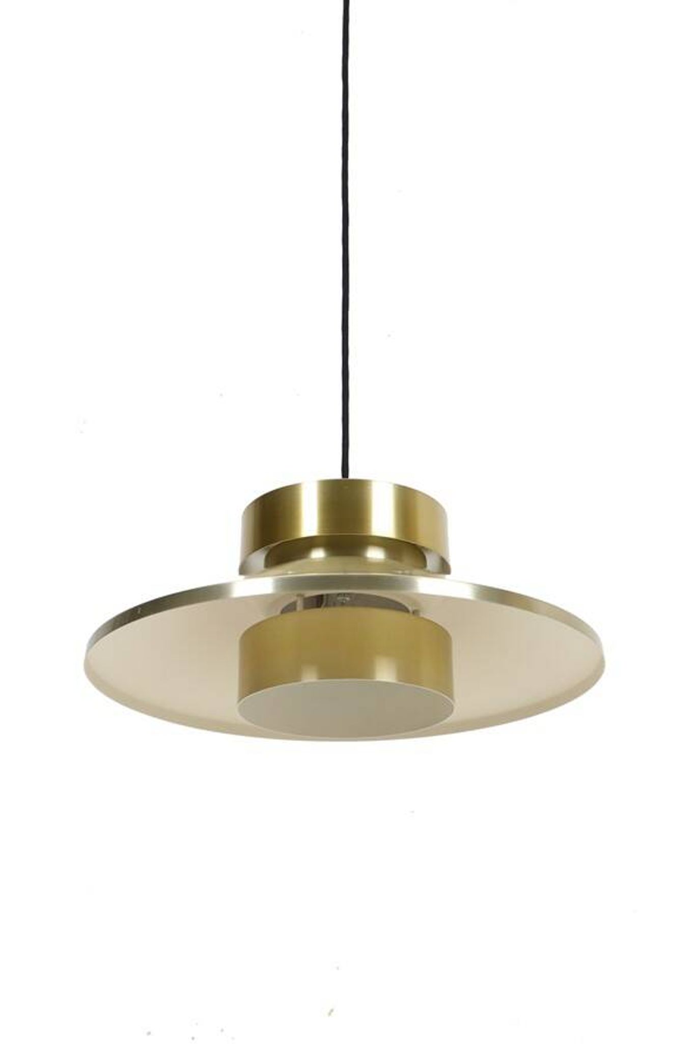 Lyskær Belysning “U.F.O” pendant lamp / Space Age / Danish modern design / gold / brass / aluminium / 1970s