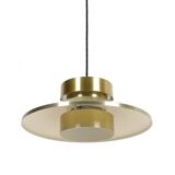 Lyskær Belysning “U.F.O” pendant lamp / Space Age / Danish modern design / gold / brass / aluminium / 1970s