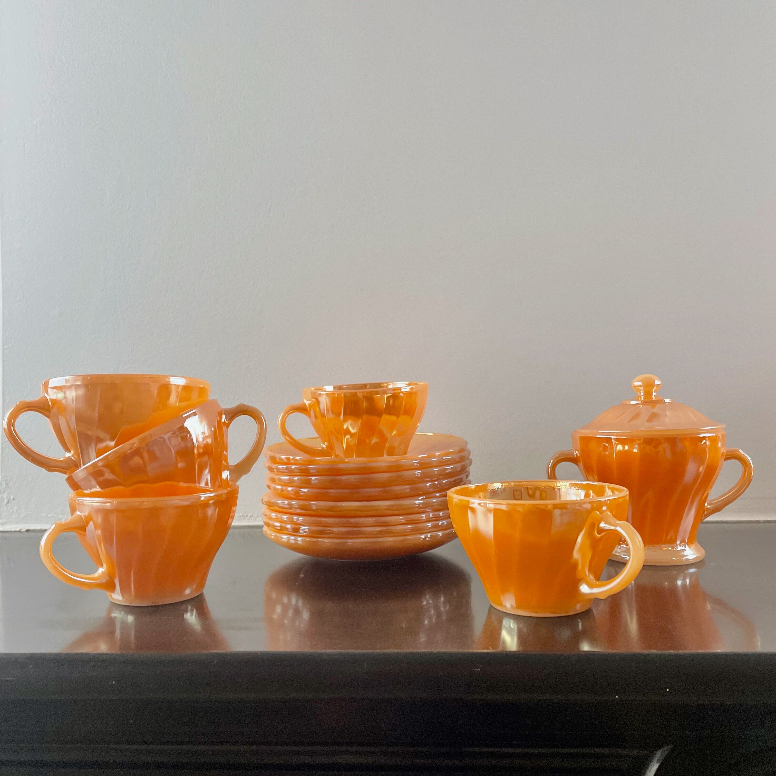 Anchor Hocking Pearl Orange Tea/Coffee Service