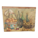 Roberto Pucci oil painting 50s painting on 2 sides landscape still life