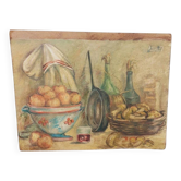 Roberto Pucci oil painting 50s painting on 2 sides landscape still life