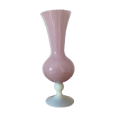 Vase vintage en opaline rose et blanche
