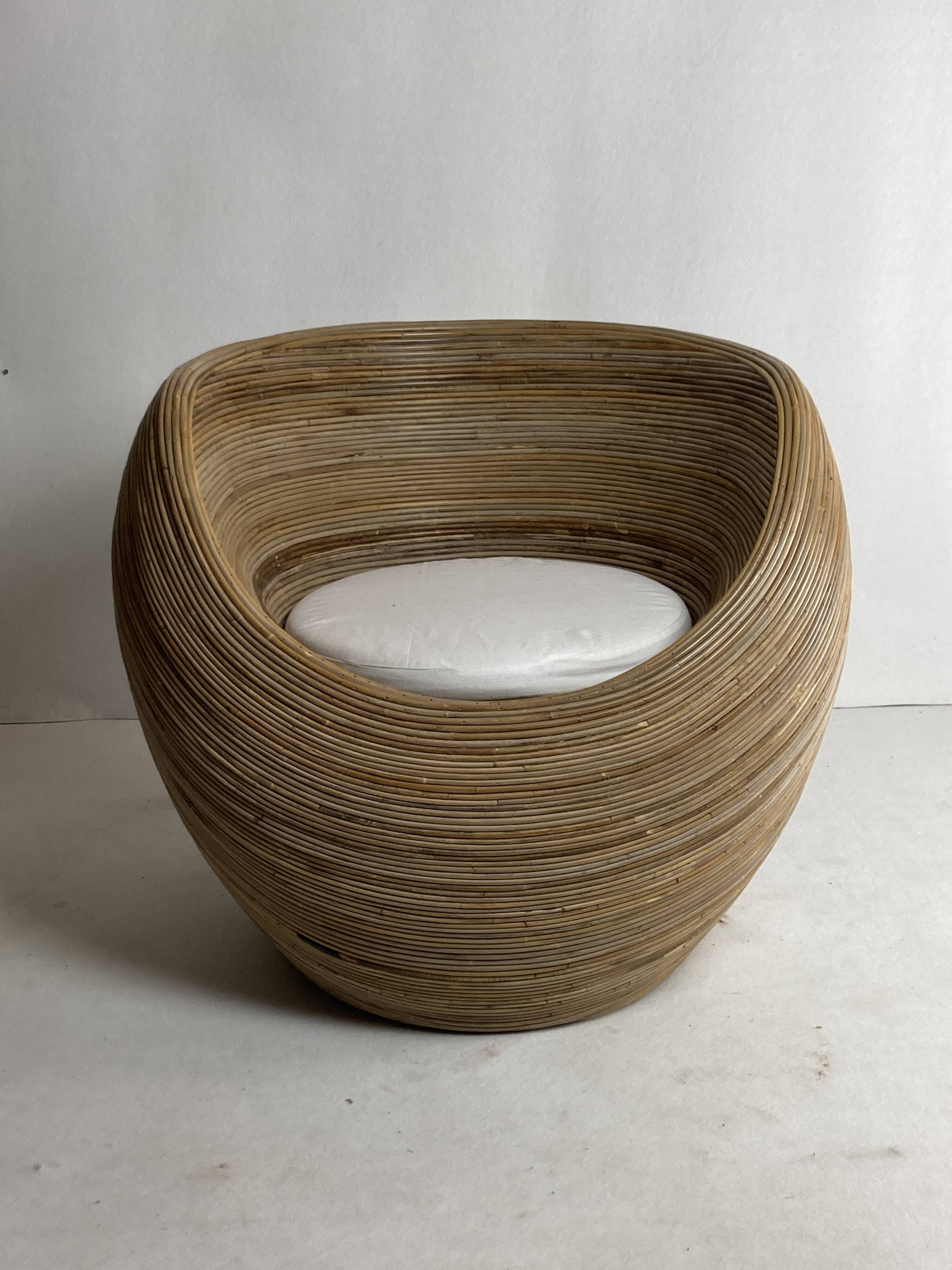 Pencil reed rattan bamboo egg pod chair