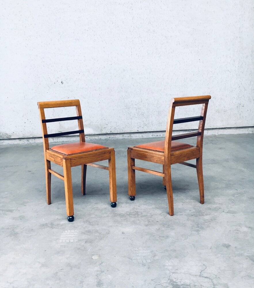 Set of Art Deco Belgian Side Chairs, 1930s