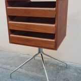 Storage cabinet 3 teak drawers on chrome legs