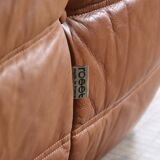 Original Ligne Roset Togo Two Seater Sofa In Leather By Michel Ducaroy '80s