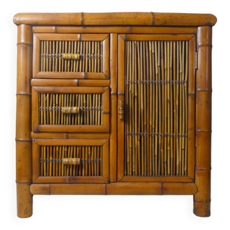 Vintage ethnic bamboo rattan chaffle furniture