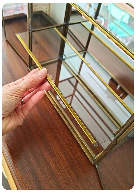 Vintage Mid Century Handmade Brass Wall Vitrine