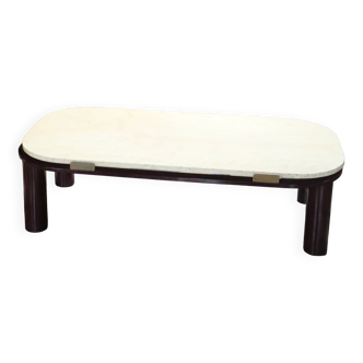 Roche Bobois Travertine and metal coffee table, 1980s