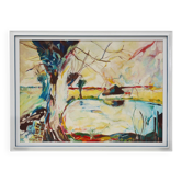 Modern Abstract Landscape, Oil on Canvas, Signed, Belgium, 1982