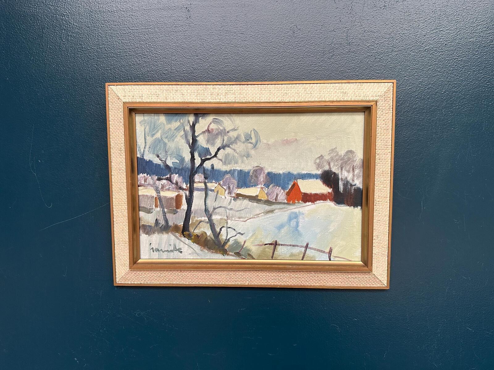 Original Swedish Oil On Canvas – “Dalslandsvinter” By Tage Gavik – Signed – Vintage & Framed – 50 × 37 Cm (19.7" × 14.6")