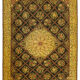 Handwoven persian overdyed 291 cm x 404 cm yellow wool rug