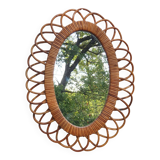 Oval Rattan Flower Mirror