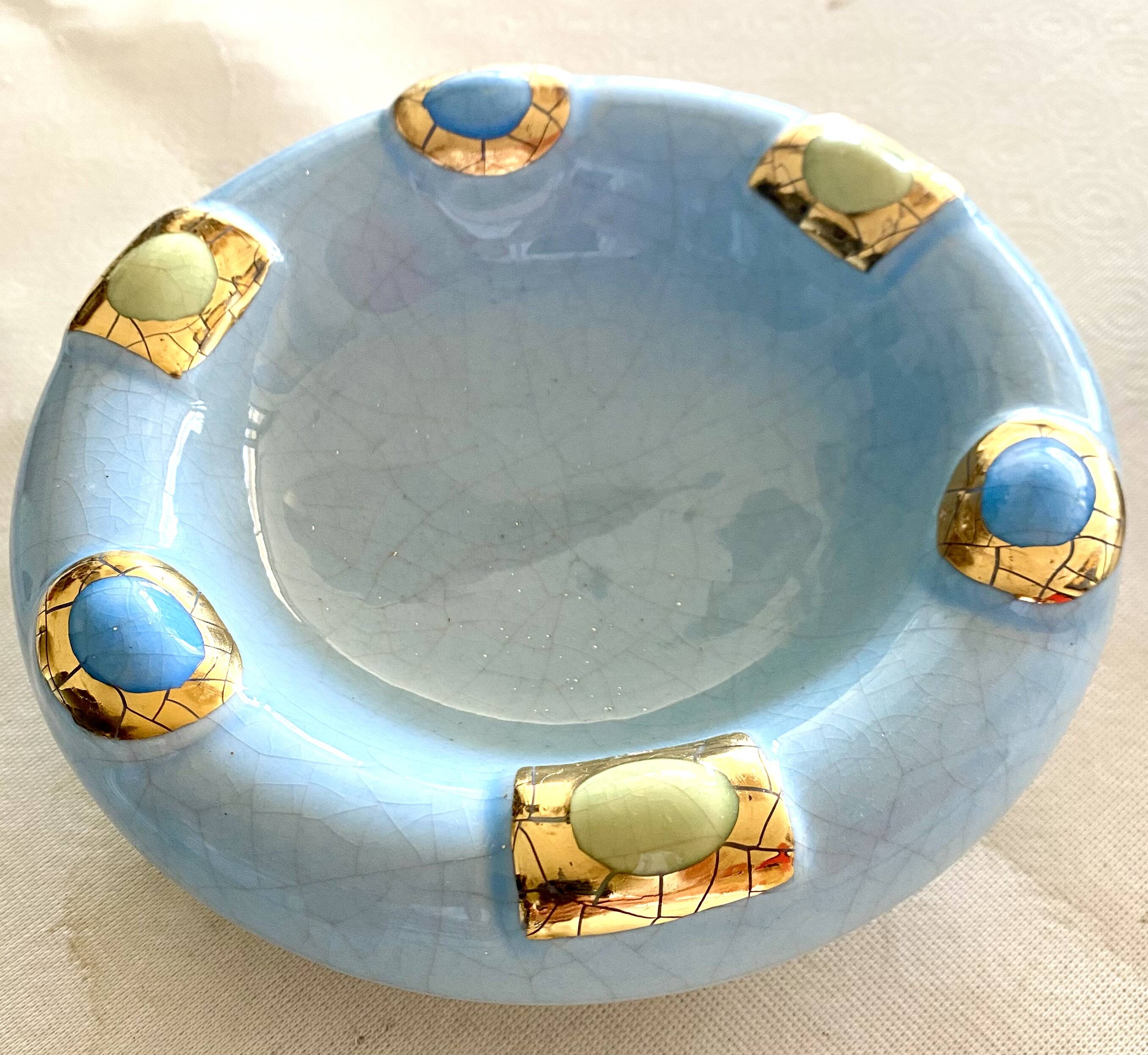 Longwy sky blue ashtray pocket emptier