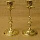 Pair of old torches candle holders bronze brass floral decoration Ht 18,8 cm ref A173/40