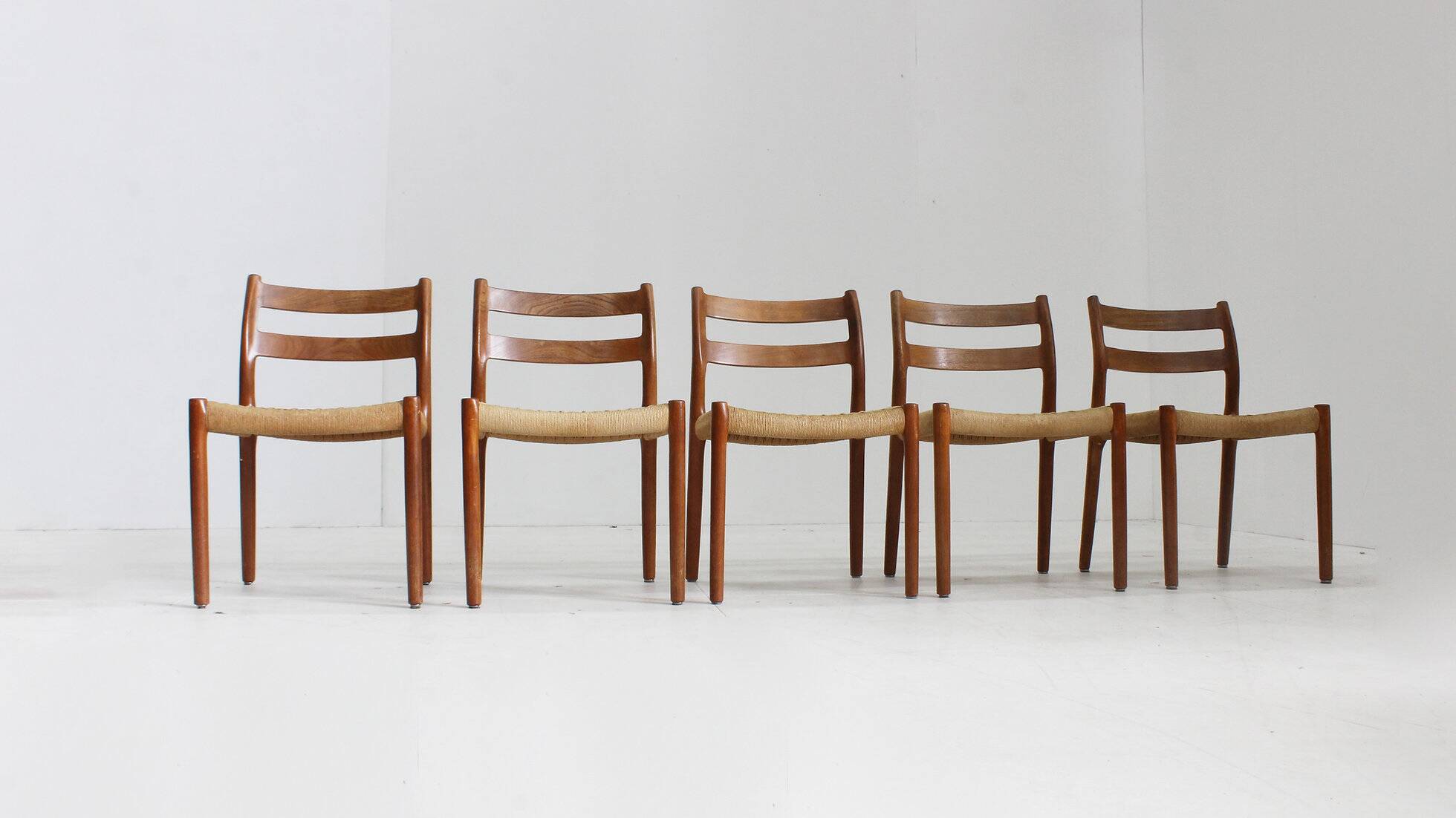 Vintage Danish dining room chairs by Niels Otto Moller model 84 set of 5