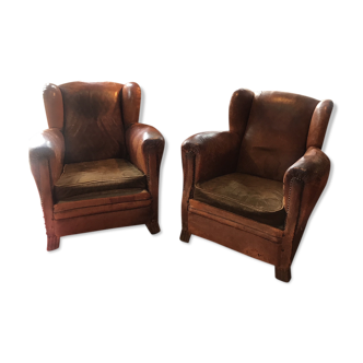 Paire de fauteuils Club à oreilles