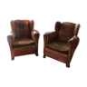 Pair of club armchairs with ears