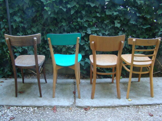 Lot of four old bistro chairs