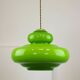 Lampe à Suspension Mid-Century en Verre Vert et Laiton, Italie