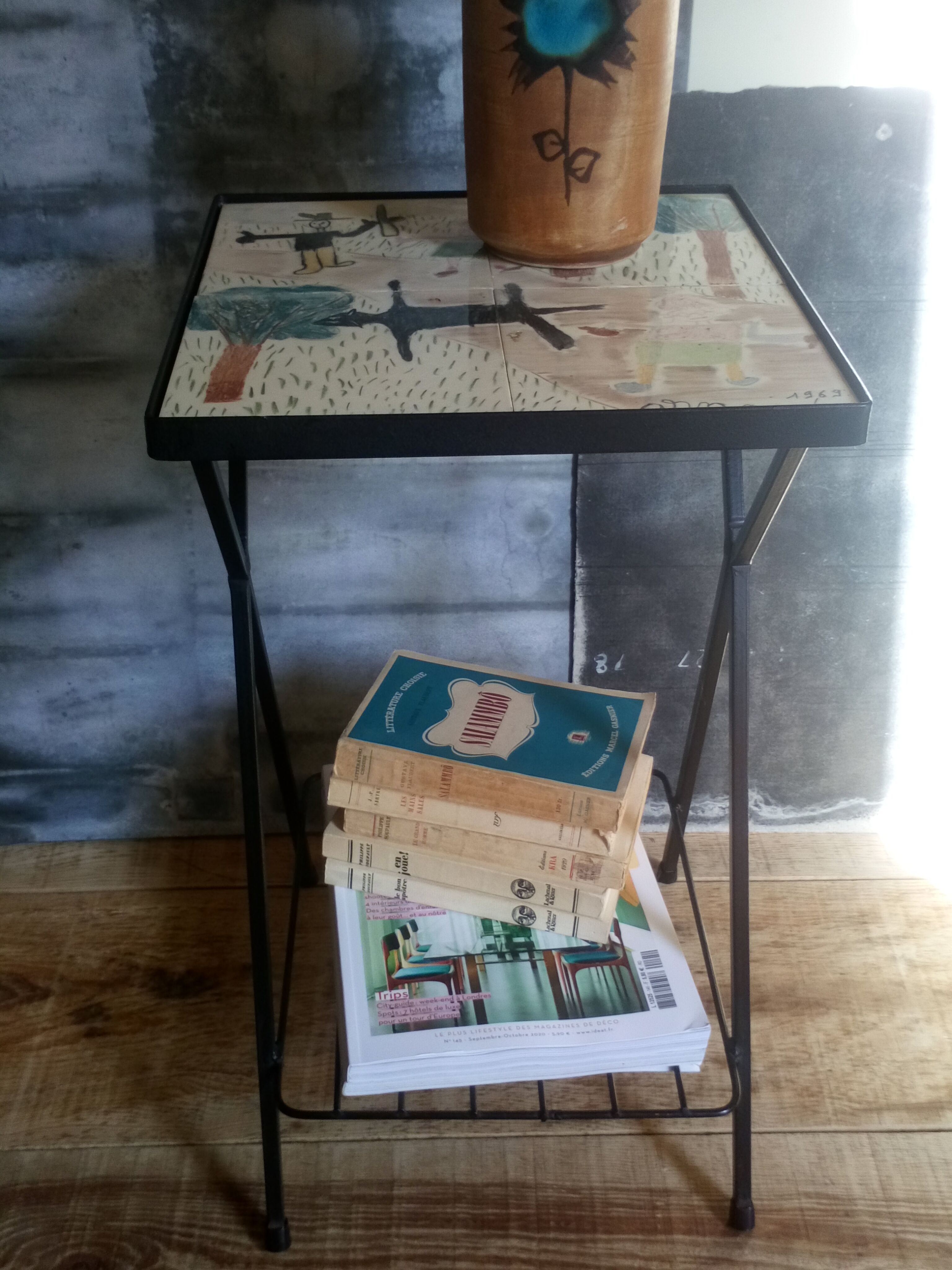 50s metal side table