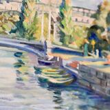 1940's Finish Mid-Century Oil On Canvas Painting" Stockholm" by Pentti Veroma --Vintage & Framed